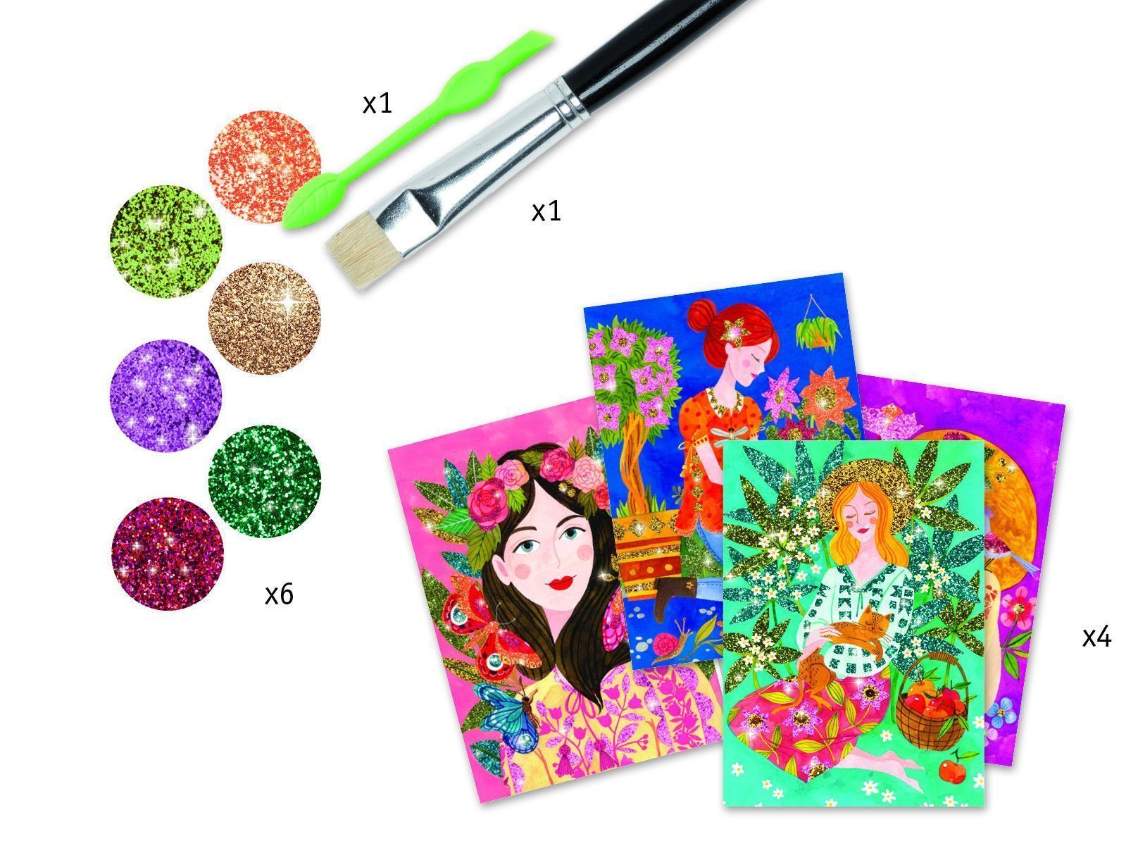 Segunda imagen de Cuadros de purpurina "El perfume de las flores" - Djeco