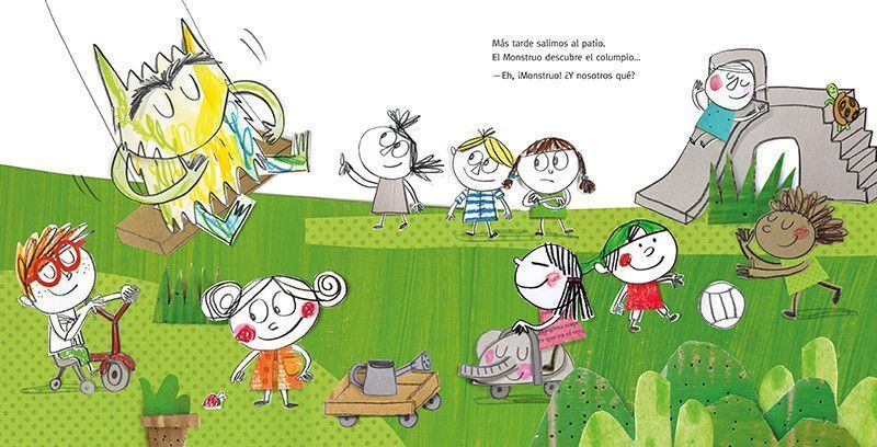 Imagen de una divertida página de El Monstruo de Colores va al cole de Famboyant
