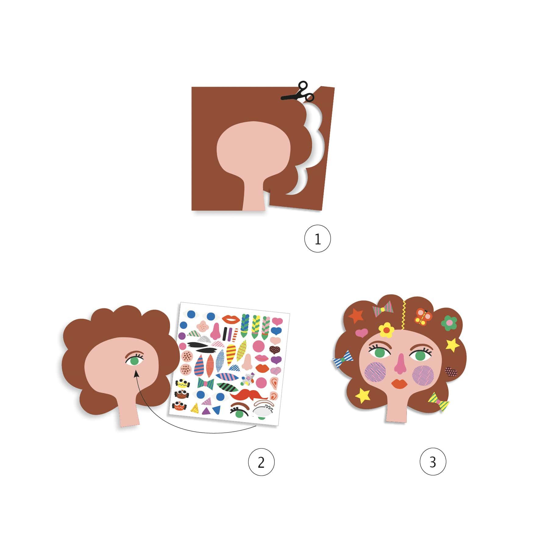 Tercera imagen de Crear con pegatinas y recortar. Peluquería - Djeco