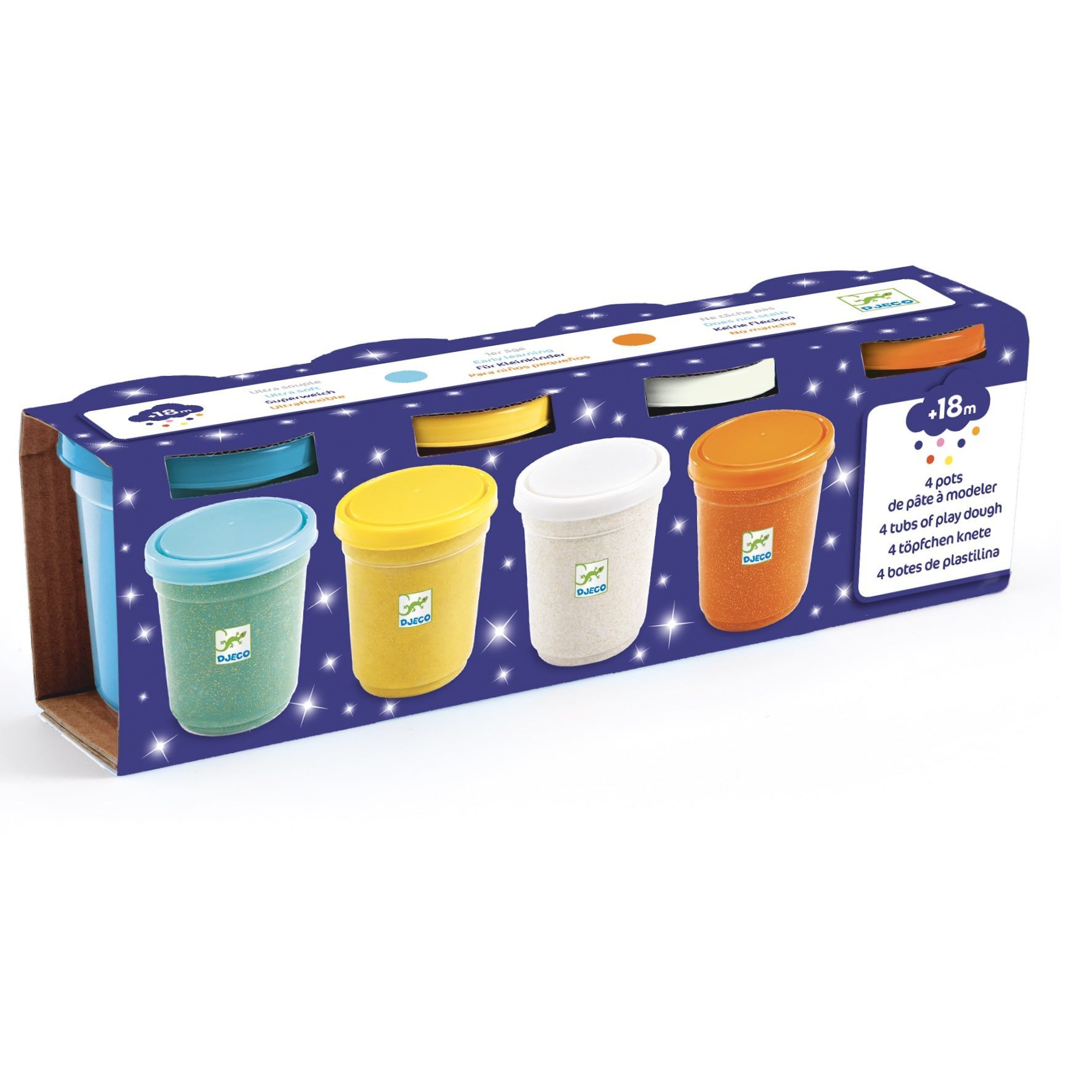 Primera imagen de los 4 Botes de pasta para moldear con purpurina - plastilina - Djeco