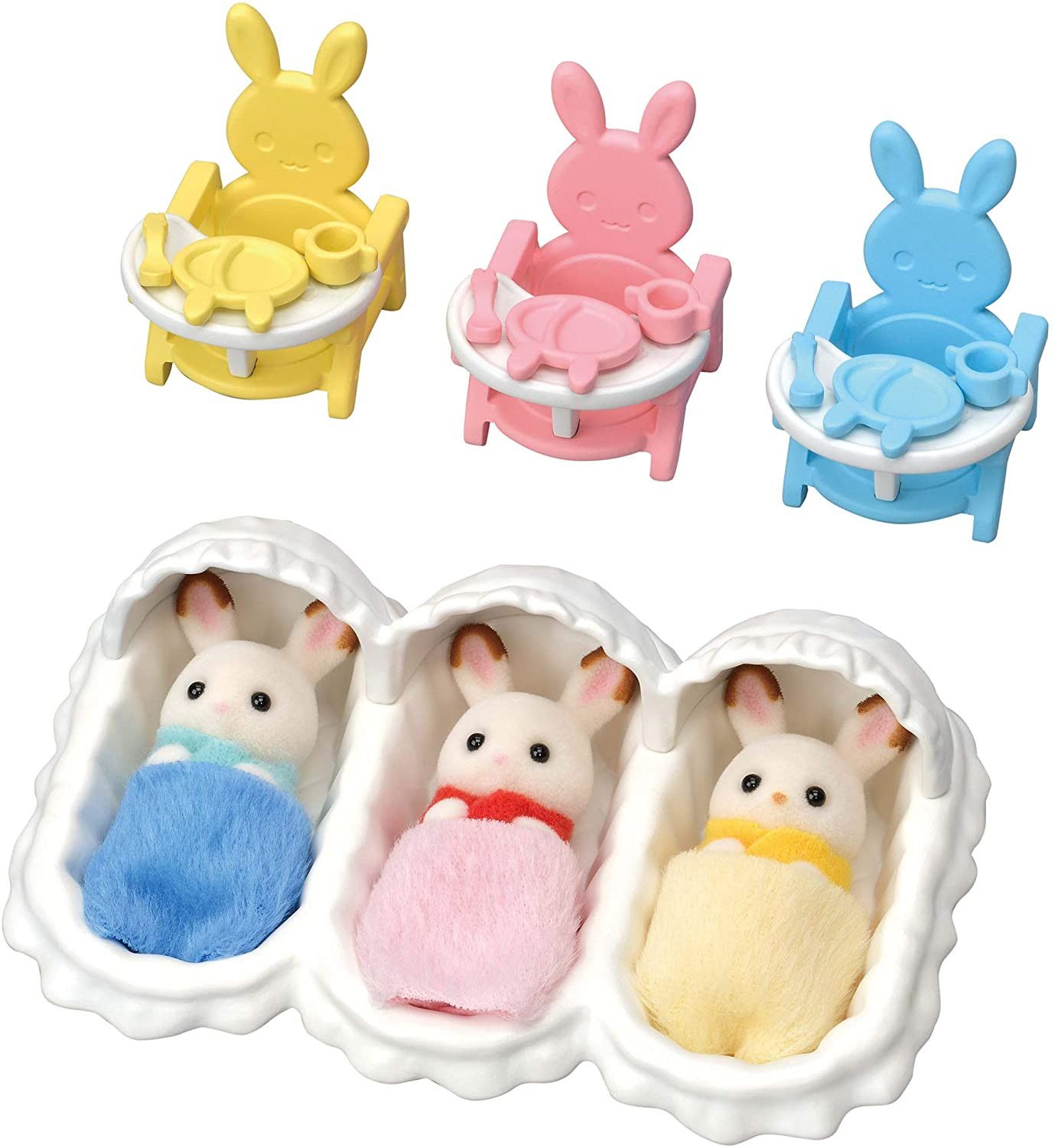 Primera imagen de la habitación de los trillizos conejo chocolate de Sylvanian Families