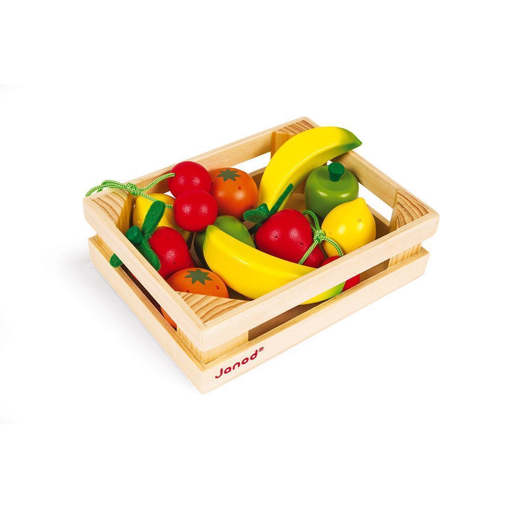 Primera imagen de la Caja de madera con 12 frutas de madera - Janod