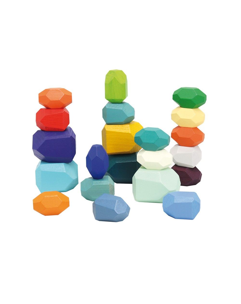 Primera imagen de la Construcción madera - Piedras de colores poliédricas apilables 21 pcs