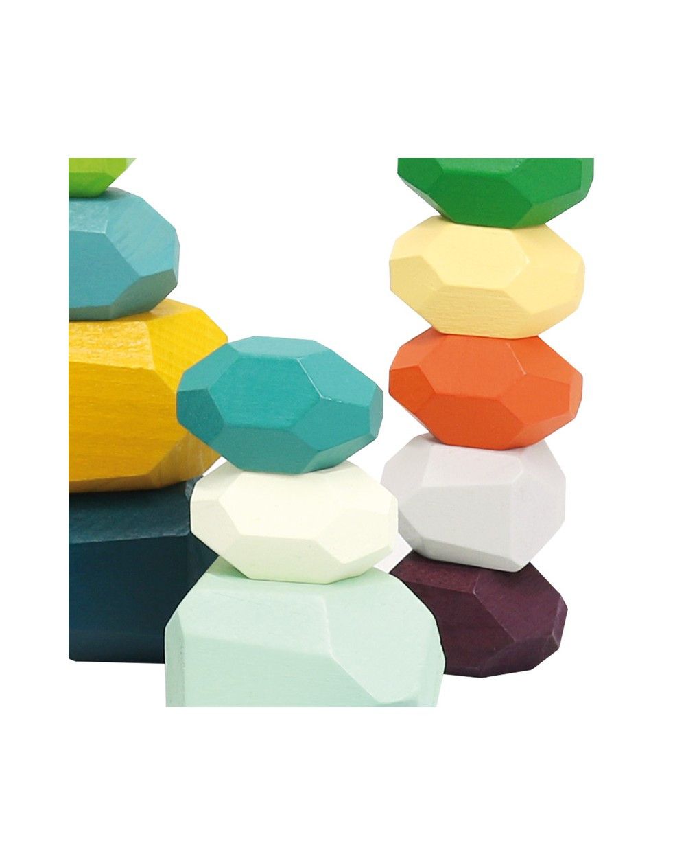 Tercera imagen de la Construcción madera - Piedras de colores poliédricas apilables 21 pcs