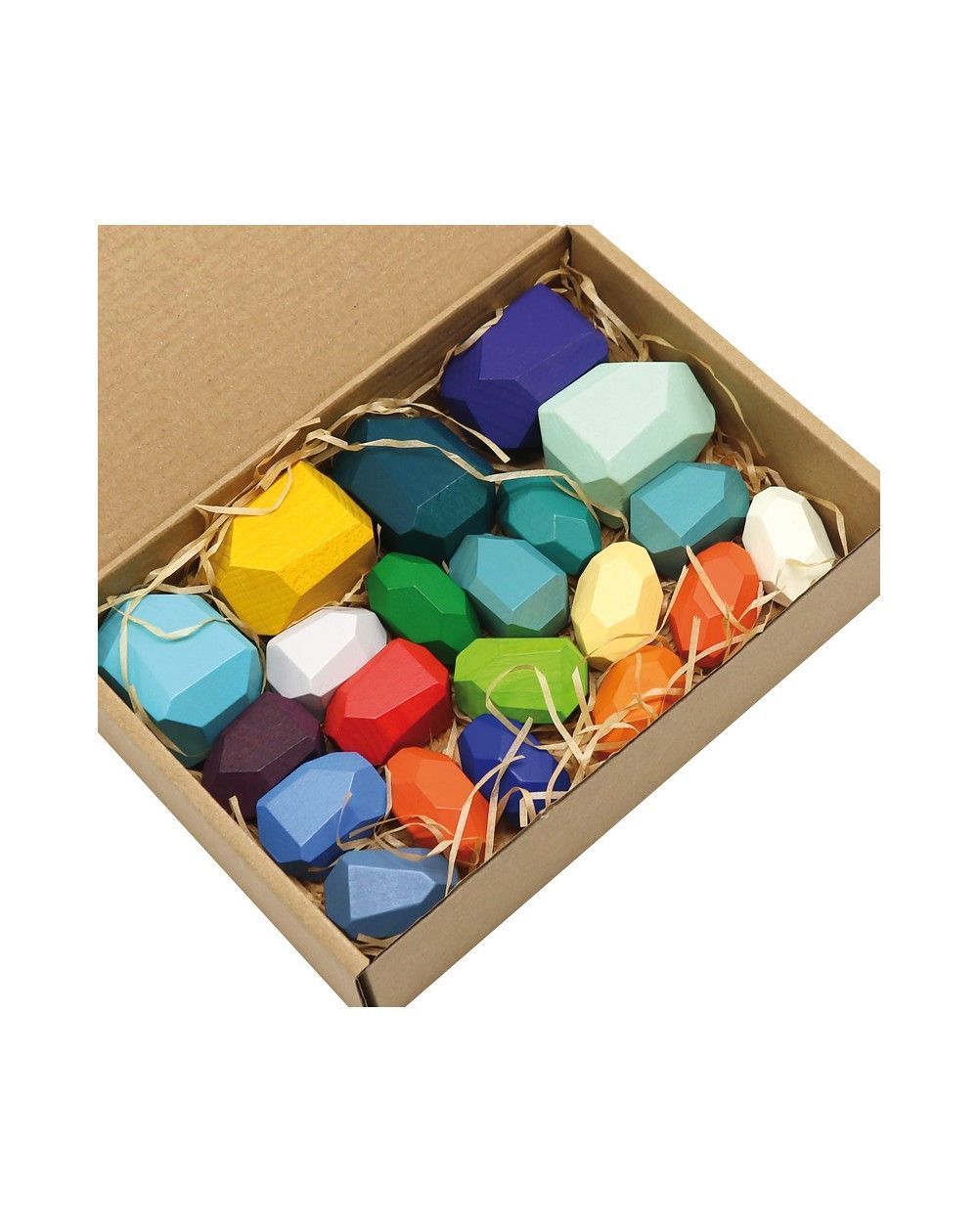 Segunda imagen de la Construcción madera - Piedras de colores poliédricas apilables 21 pcs