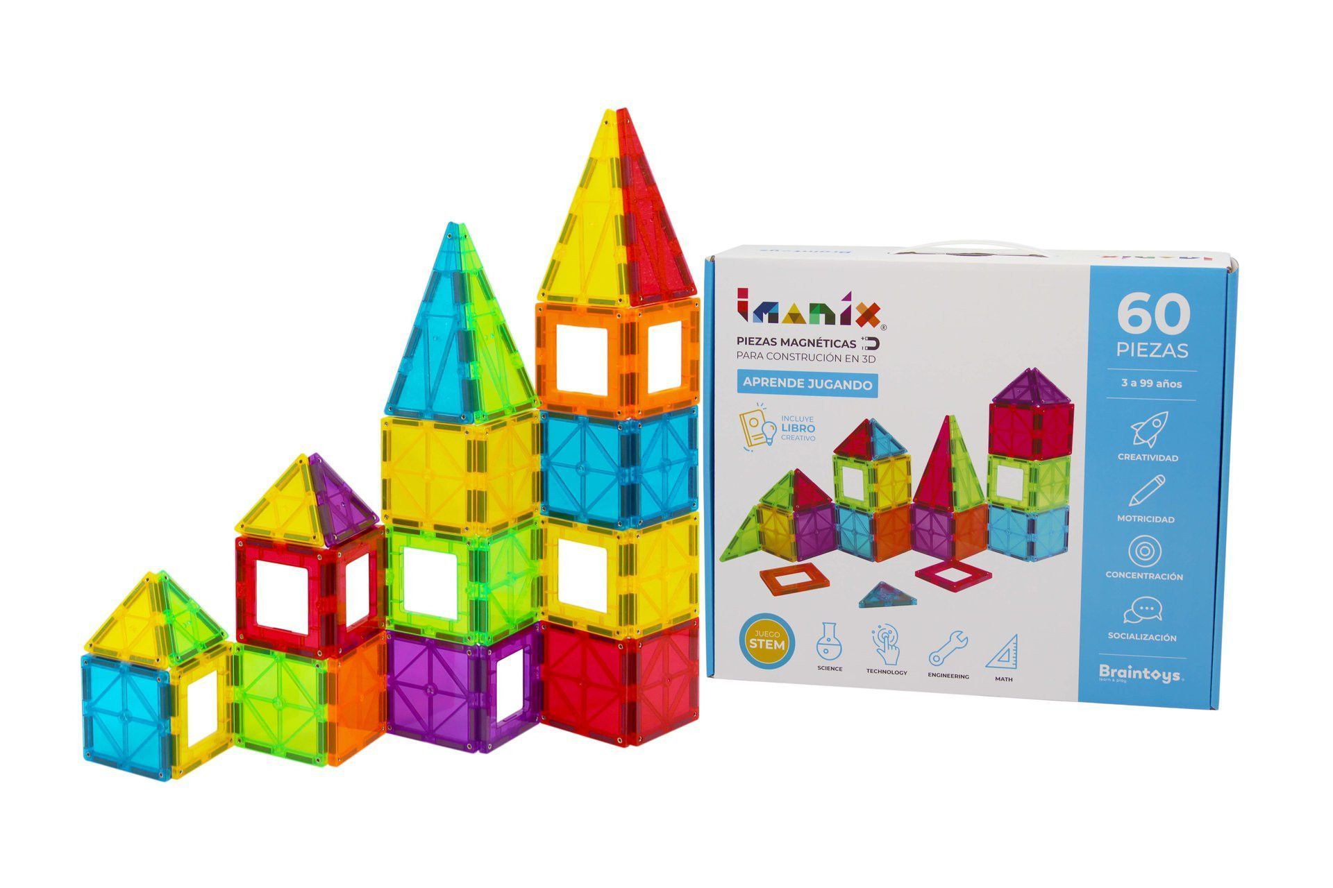 Imagen de Braintoys Imanix 60 pzas - Juego de construcción magnética