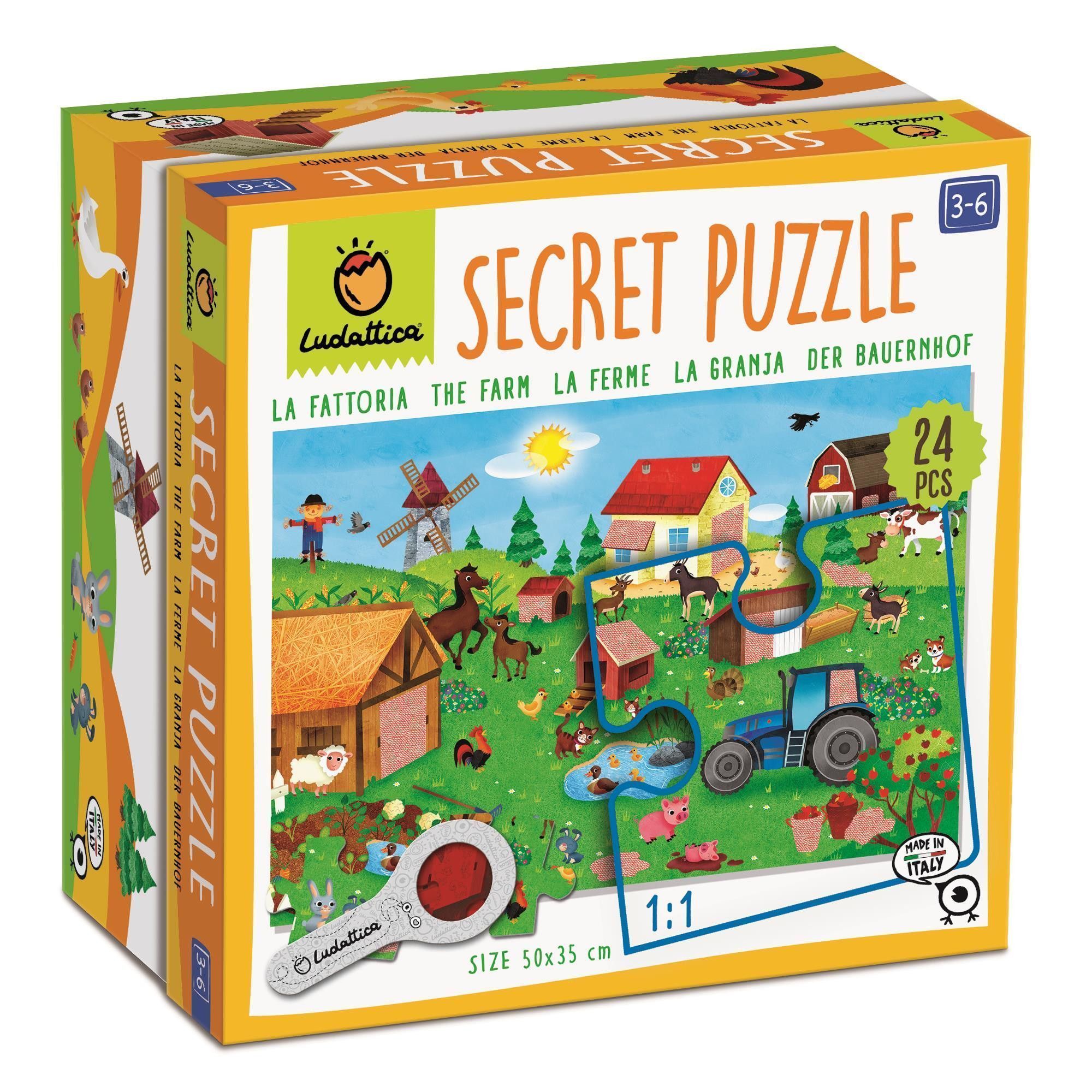 Imagen frontal de la caja del puzzle secreto la granja