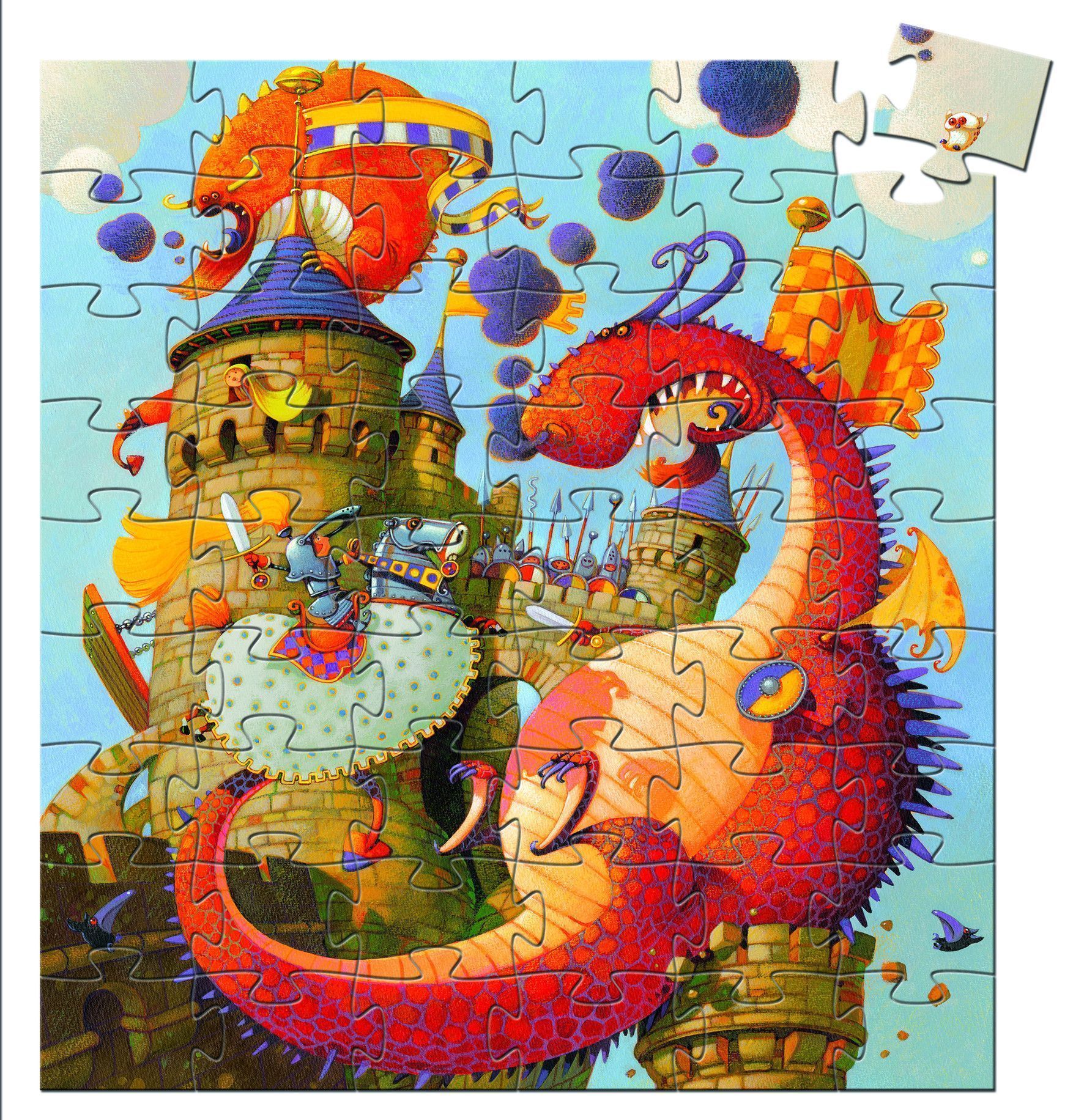 Segunda imagen del Puzzle silueta Vaillant y el Dragón - Djeco