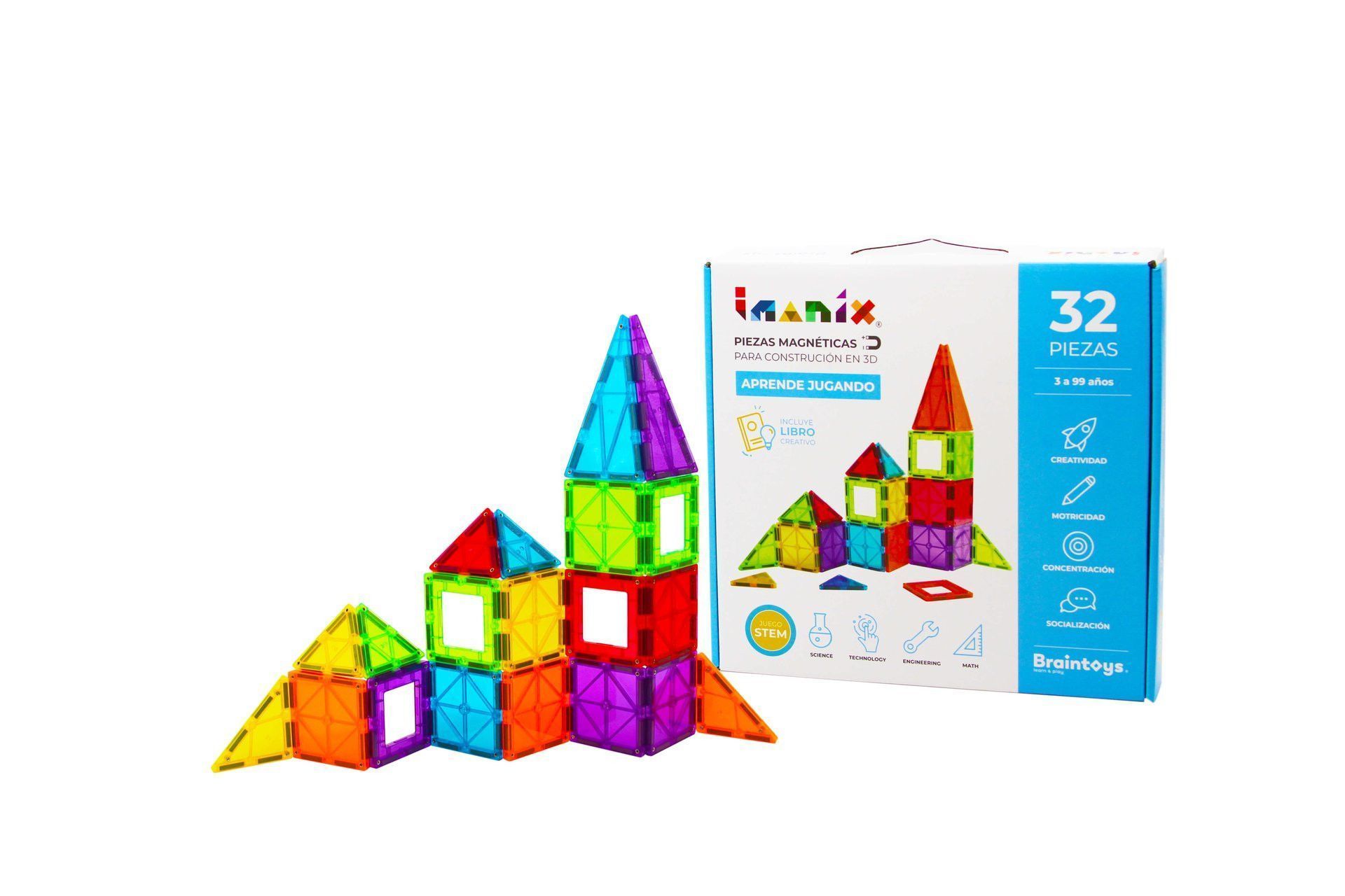 Imagen de Braintoys Imanix 32 pzas - Juego de construcción magnética
