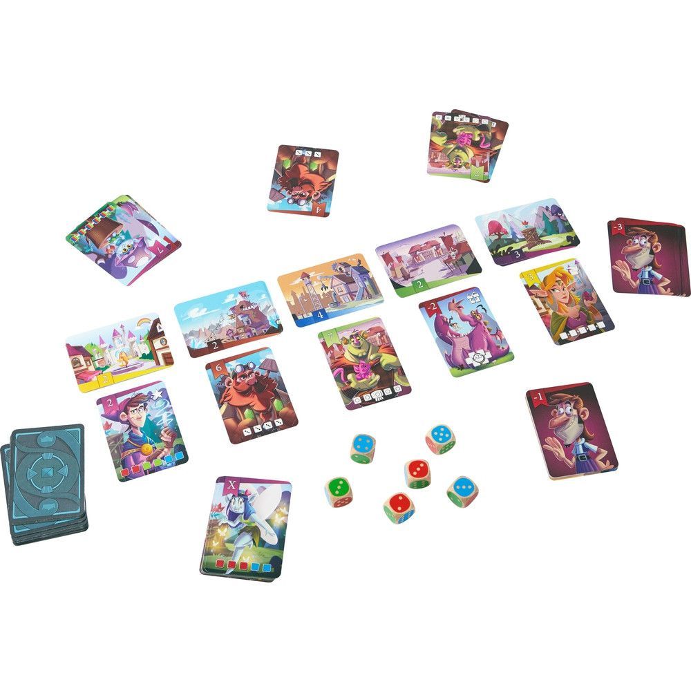 Imagen del contenido de la caja del rey de los dados de HABA