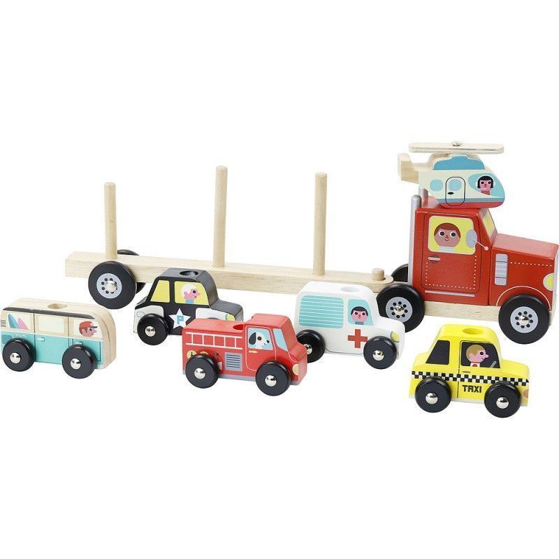 Tercera imagen de Empil'Auto Camión Portavehículos ensartables de Vilac