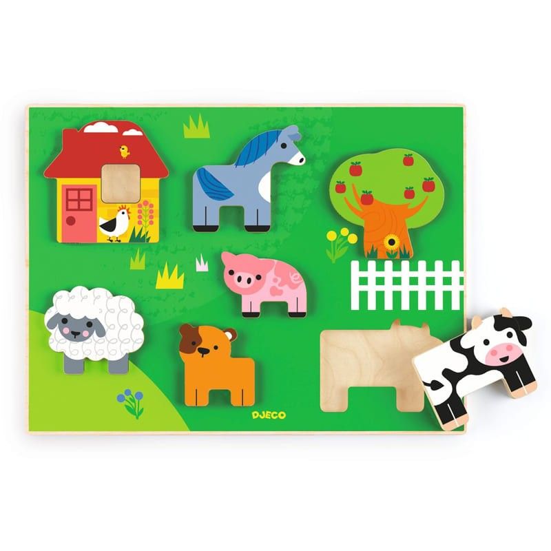 Primera imagen del Puzzle Encajable Farm Story de Djeco