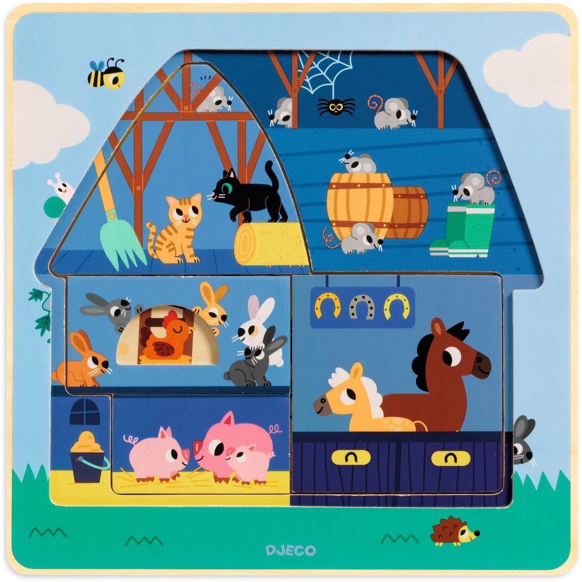 Primera imagen del Puzzle 3 niveles Chez Moo de Djeco