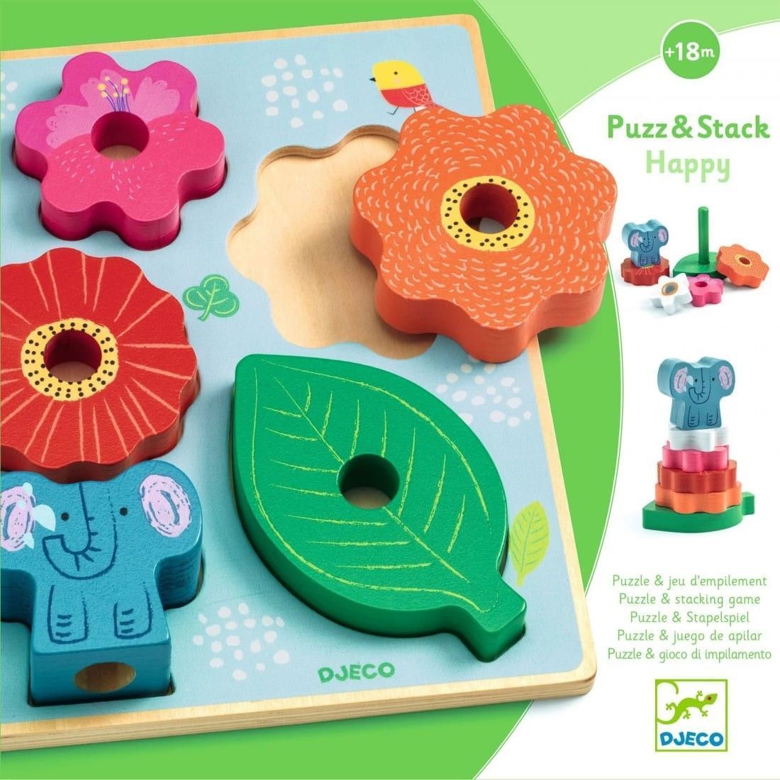 Cuarta imagen del Puzzle Encajable y Apilable Puzz & Stack Happy de Djeco