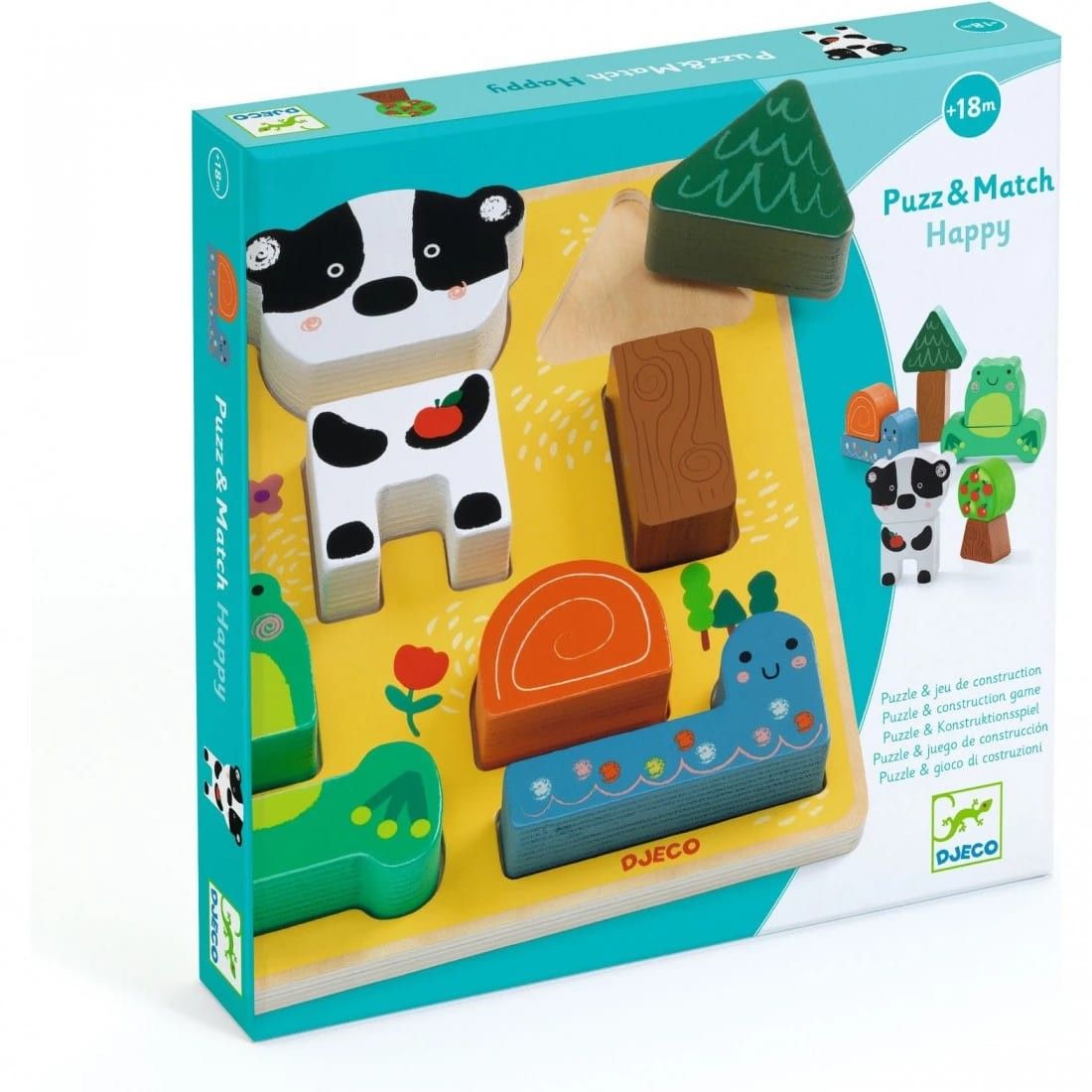 Cuarta imagen del Puzzle Encajable y Construcción Puzz & Match Happy de Djeco
