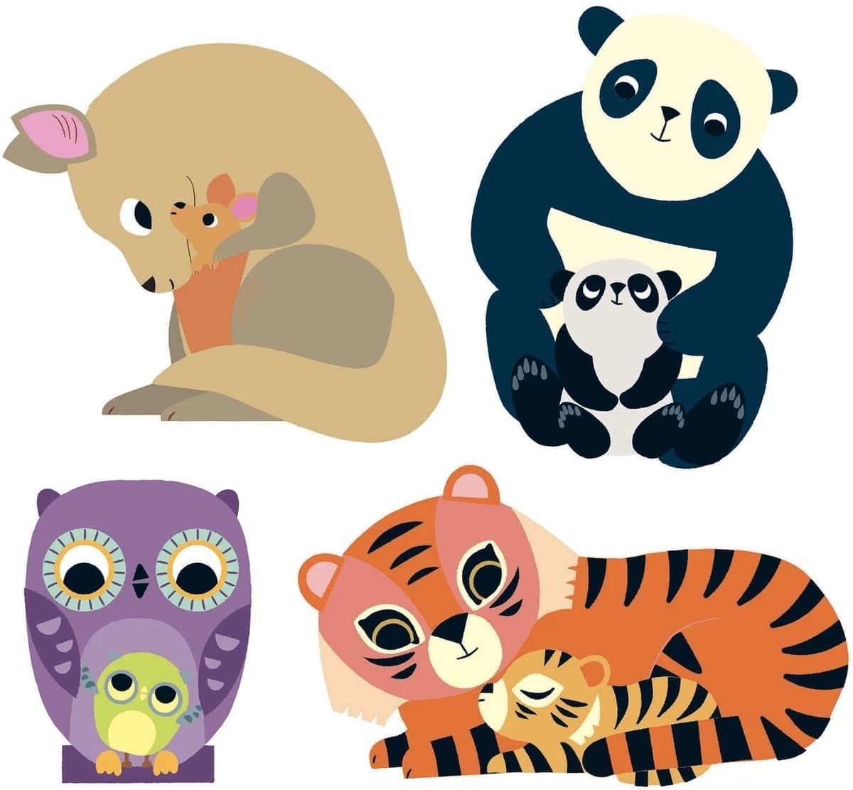 Segunda imagen de Grandes Pegatinas para los pequeños. Mamás y bebés animales de Djeco