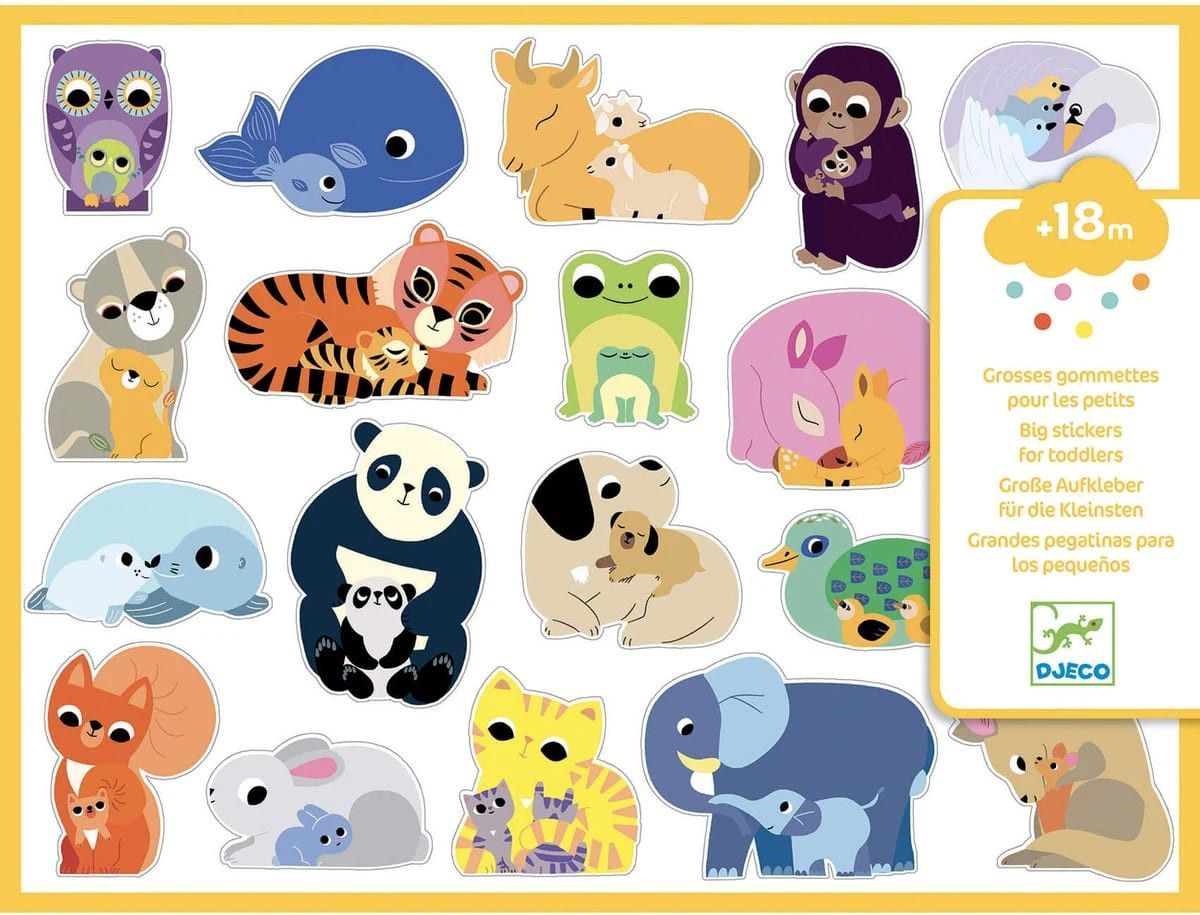 Primera imagen de Grandes Pegatinas para los pequeños. Mamás y bebés animales de Djeco