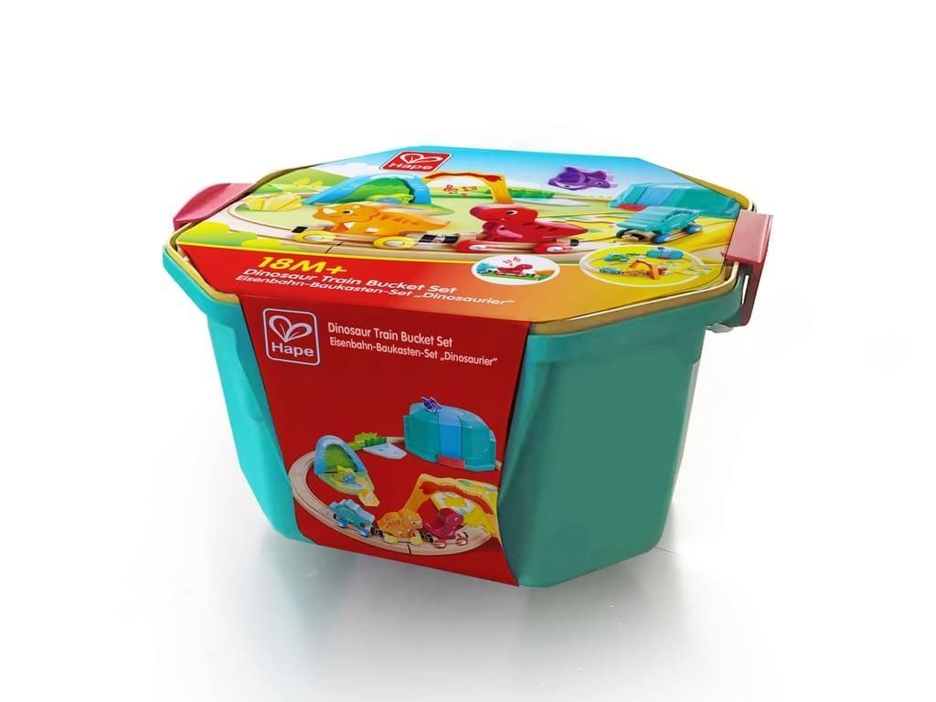 Segunda imagen del Set Tren de Dinosaurios en caja contenedor de Hape