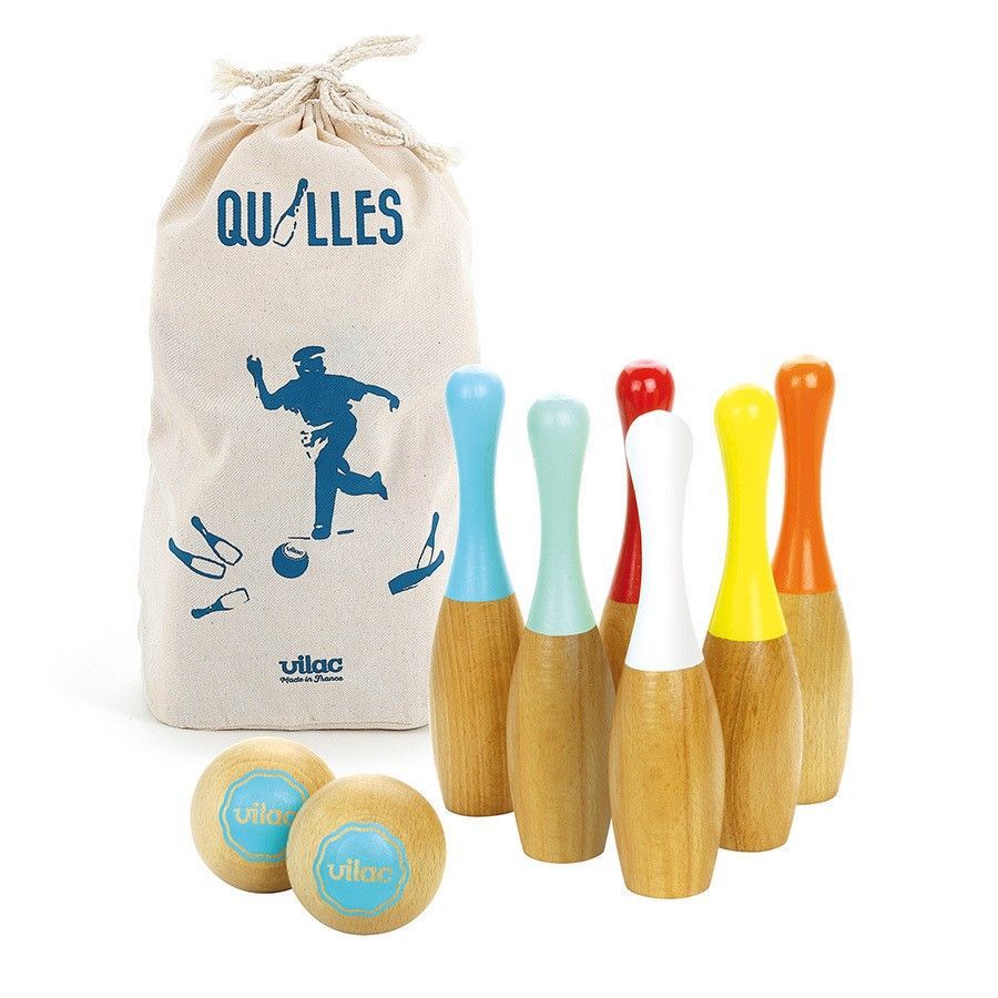 Primera imagen del Juego de Bolos de madera en bolsa de algodón de Vilac