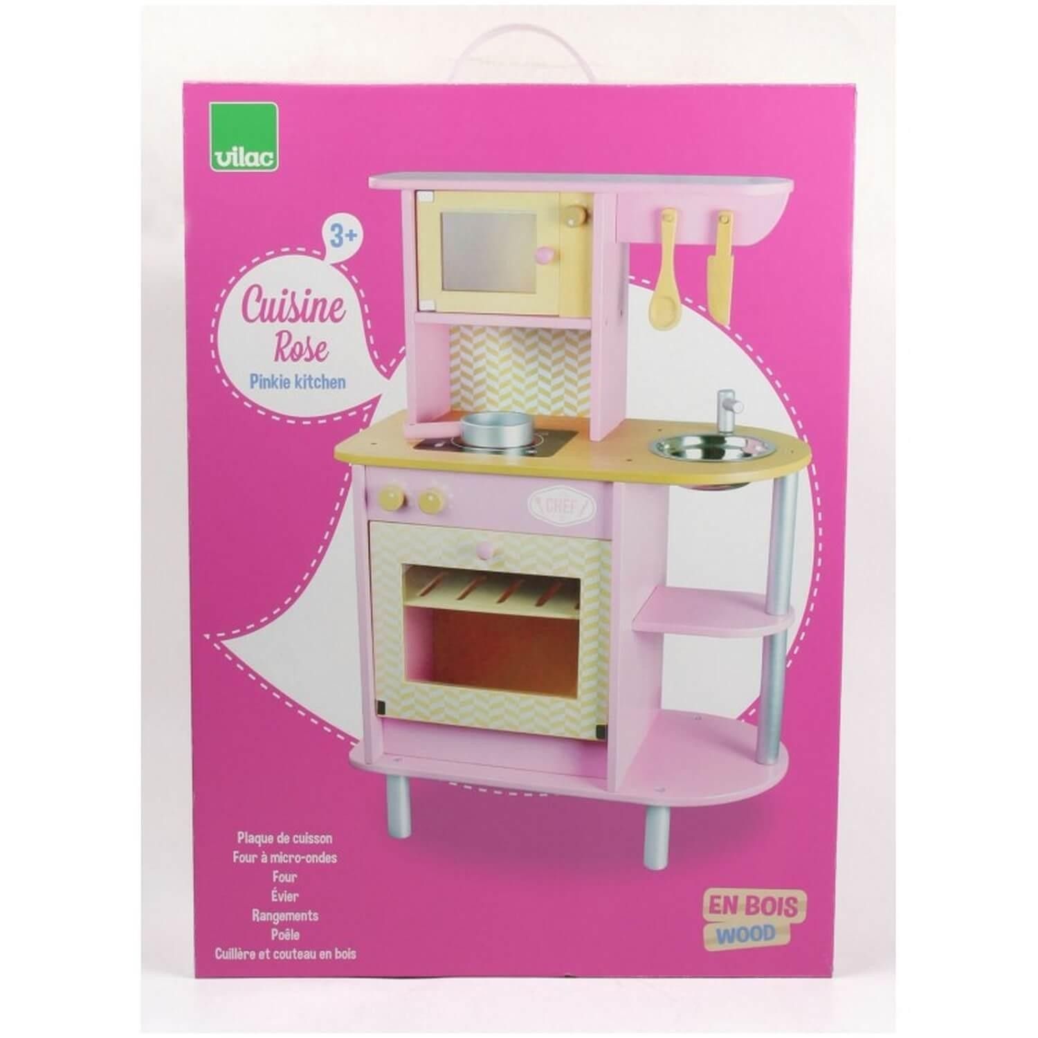 Segunda imagen de la Cocina Rosa de madera con accesorios de Vilac