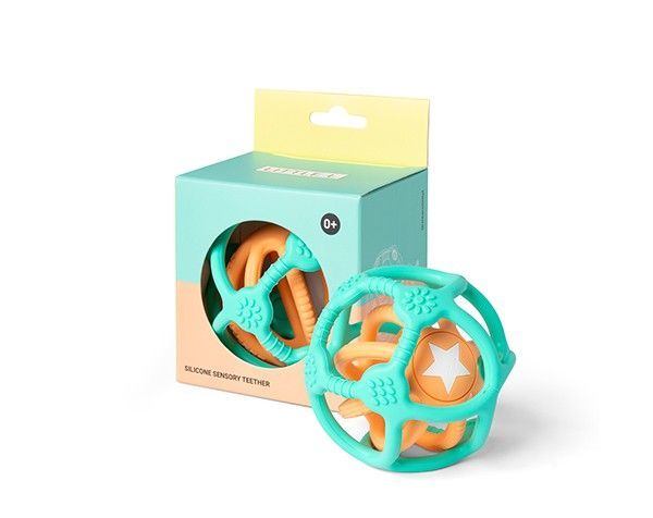 Primera imagen del Set de 2 pelotas sensoriales de silicona alimentaria verde y naranja de Little L