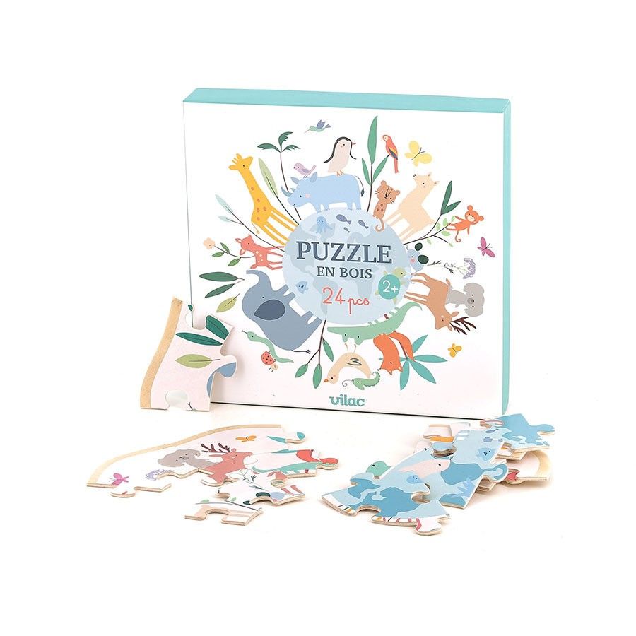 Tercera imagen del Puzzle de madera El Mundo. 24 piezas de Vilac