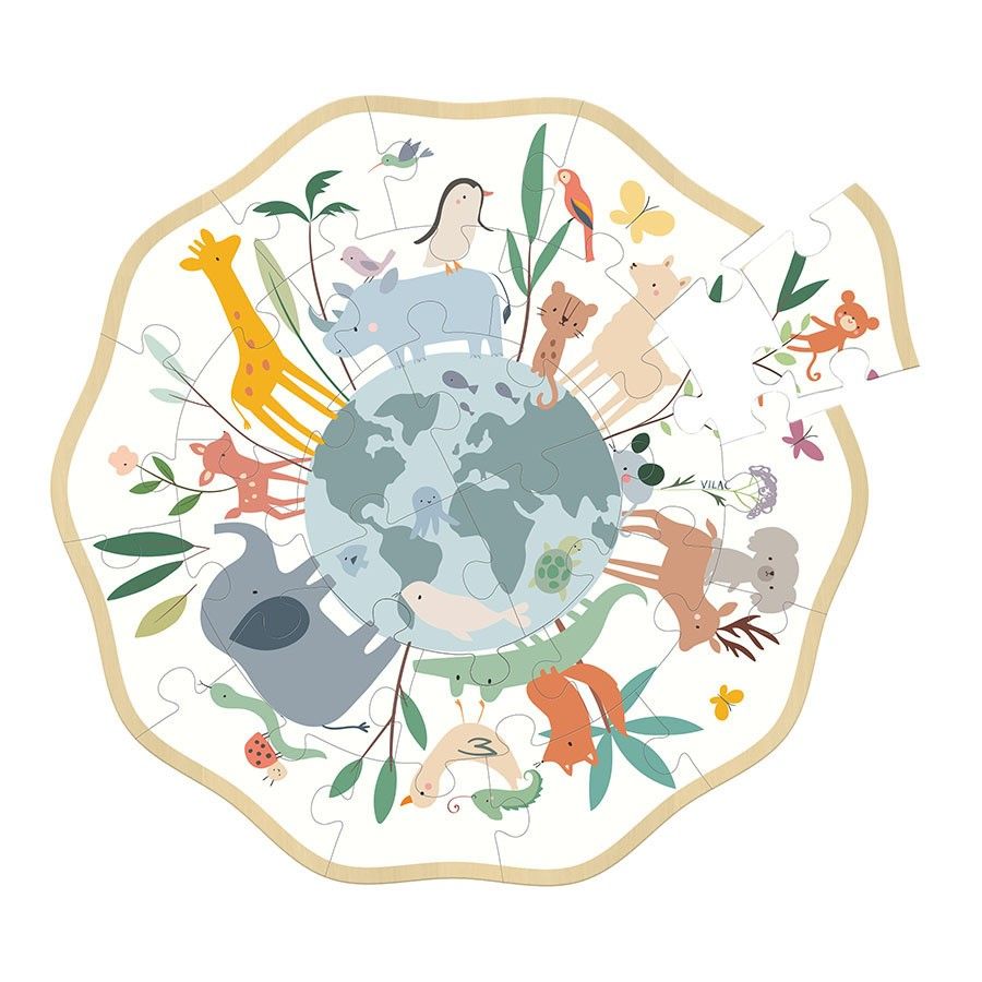 Segunda imagen del Puzzle de madera El Mundo. 24 piezas de Vilac