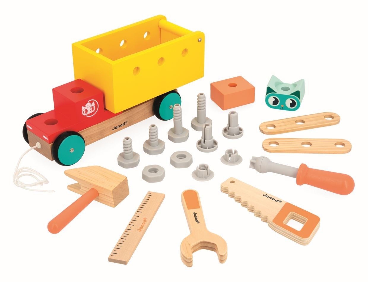 Octava imagen del Camión de arrastre y bricolaje Gato Brico'Kids de Janod