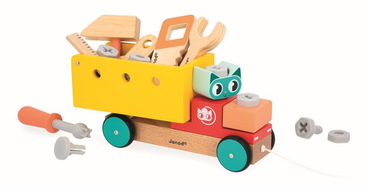 Sexta imagen del Camión de arrastre y bricolaje Gato Brico'Kids de Janod