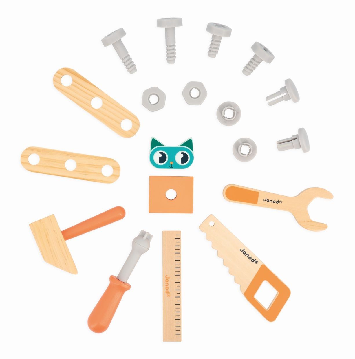 Tercera imagen del Camión de arrastre y bricolaje Gato Brico'Kids de Janod