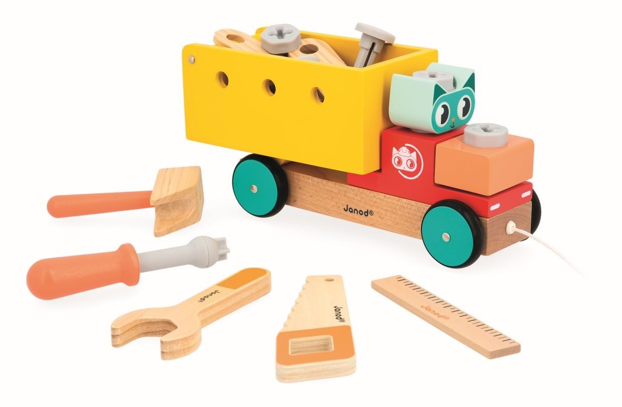Segunda imagen del Camión de arrastre y bricolaje Gato Brico'Kids de Janod