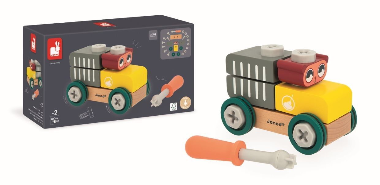 Primera imagen del Coche Oso para construir Brico'Kids de Janod