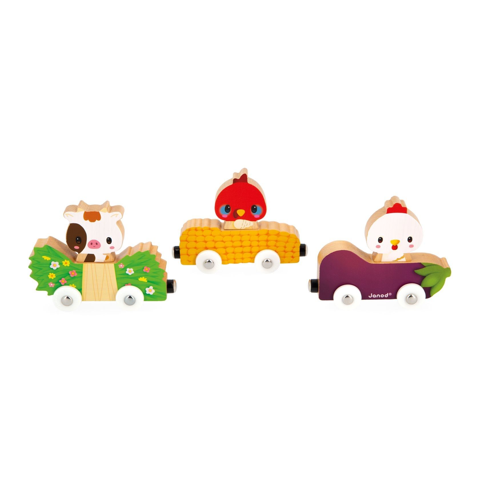 Quinta imagen de Animales de la granja en coches magnéticos de Janod