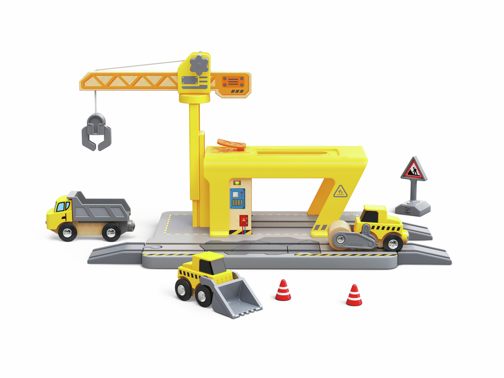 Primera imagen del Set de Construcción con Grúa de Ferrocarril de Hape