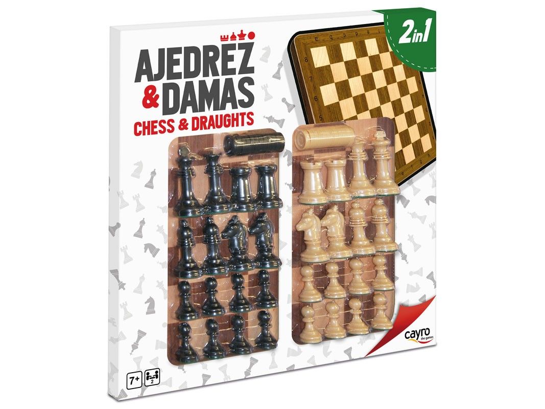 Primera imagen del Tablero de Ajedrez y Damas de madera con accesorios de Cayro