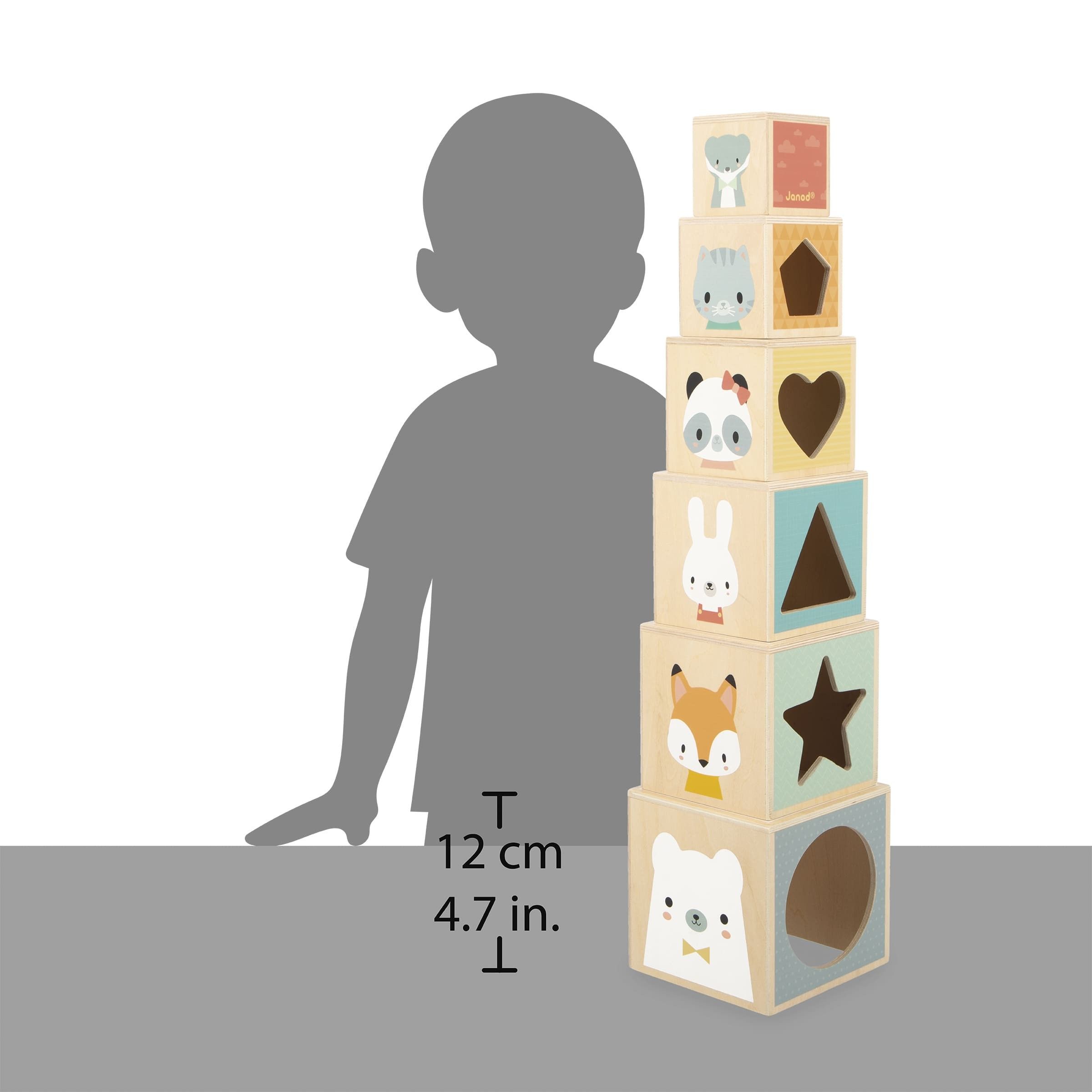 Sexta imagen de la Pirámide de 6 Cubos de Madera Pure de Janod