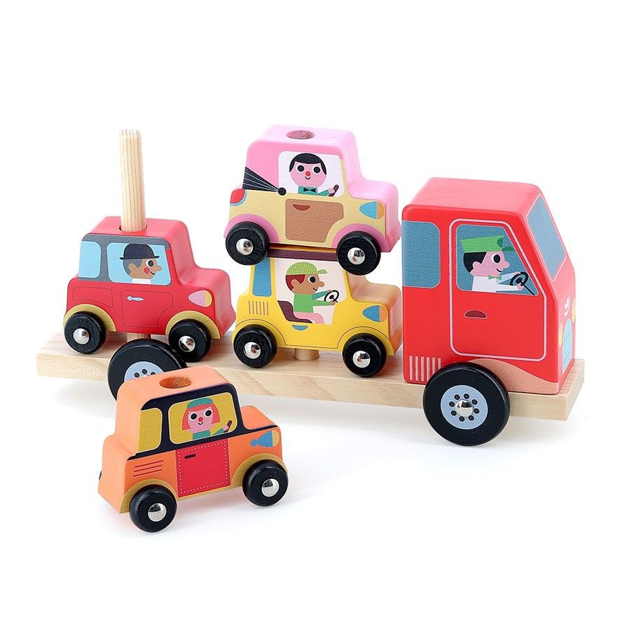 Primera imagen de Empil'Auto, Pequeño Camión Portavehículos Ensartables de Vilac