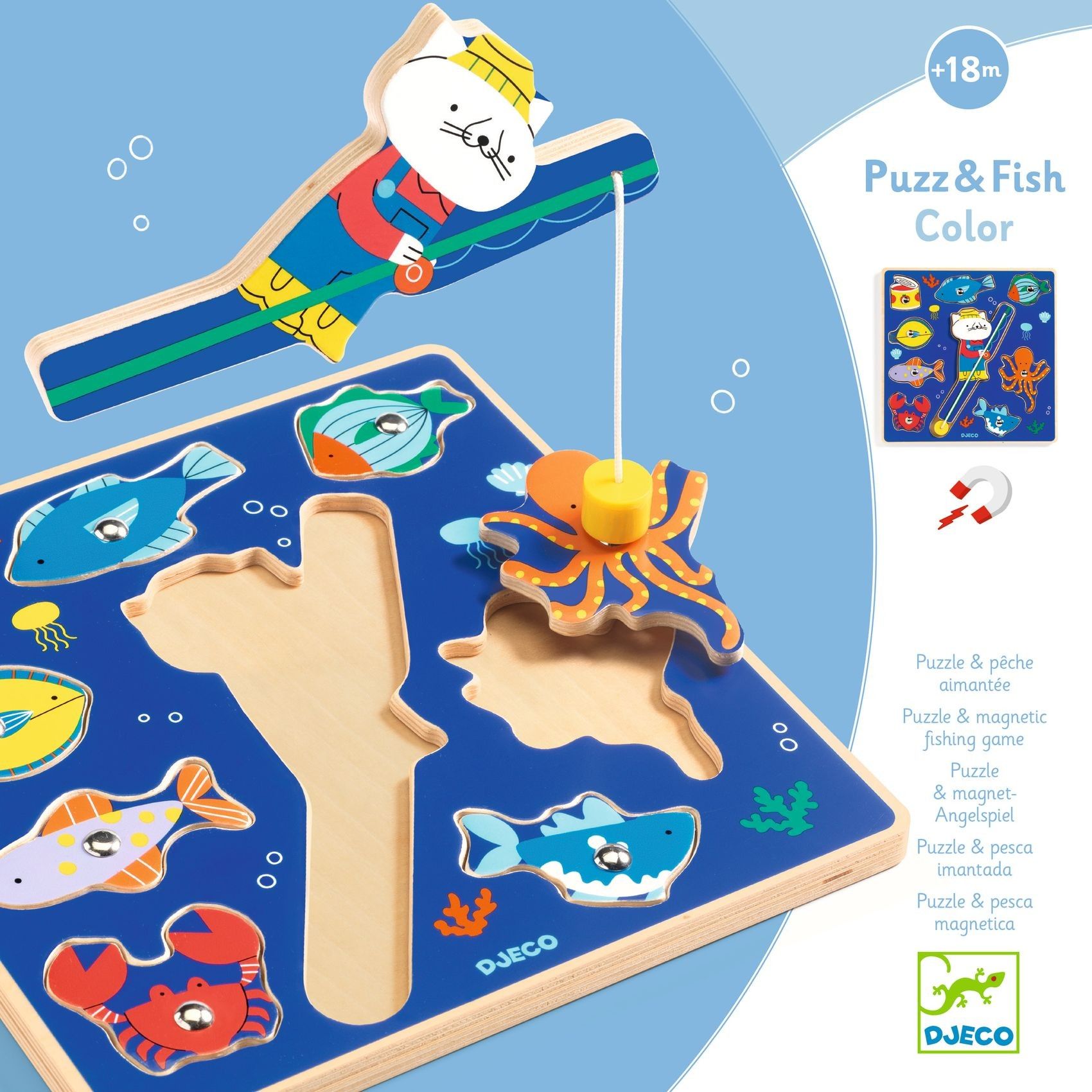 Puzzle Encajable Puzz & Fish Color - Djeco - Imagen 4
