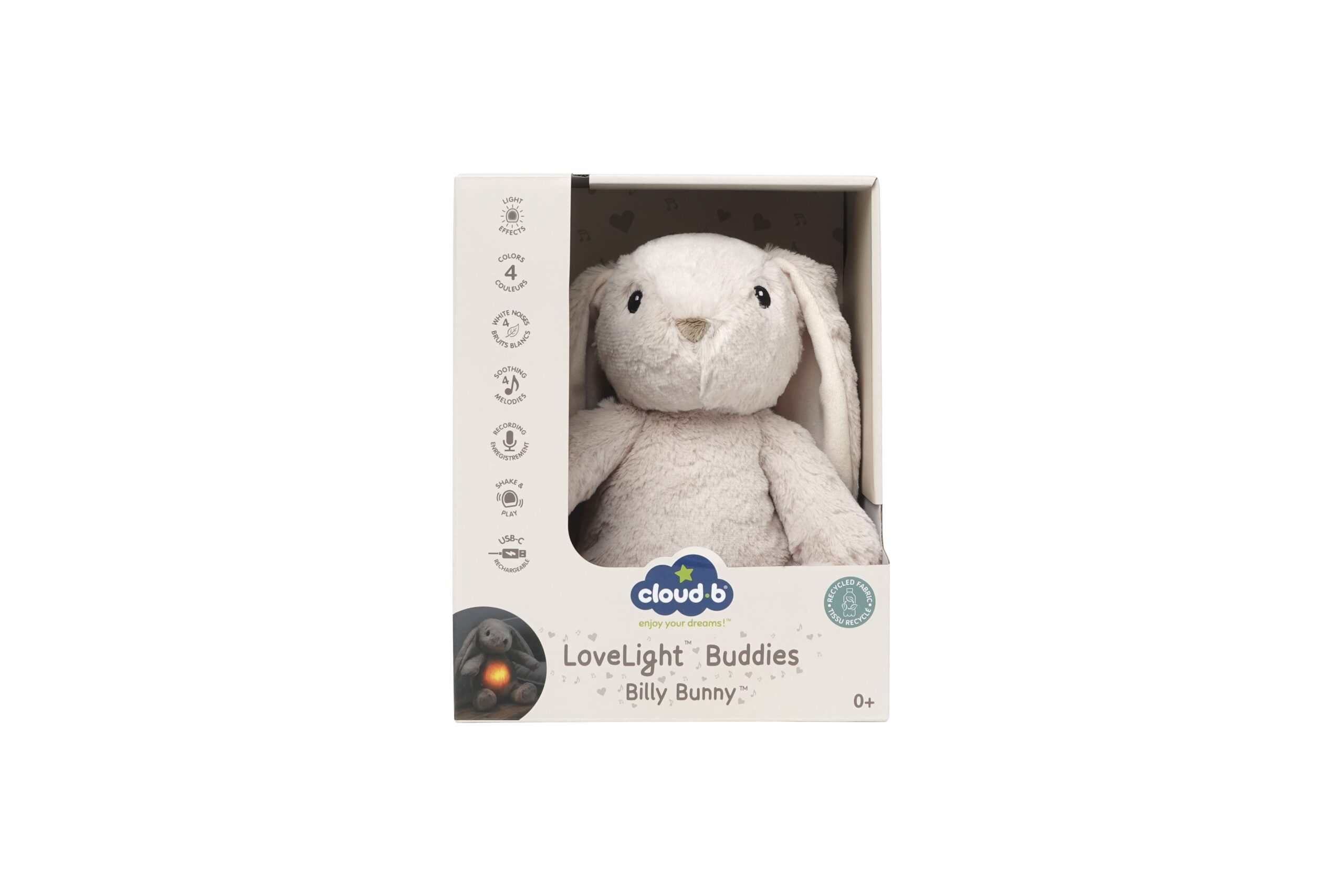 Peluche relajante con luz y sonido Billy el Conejo LoveLight recargable - Cloud B - Imagen 5