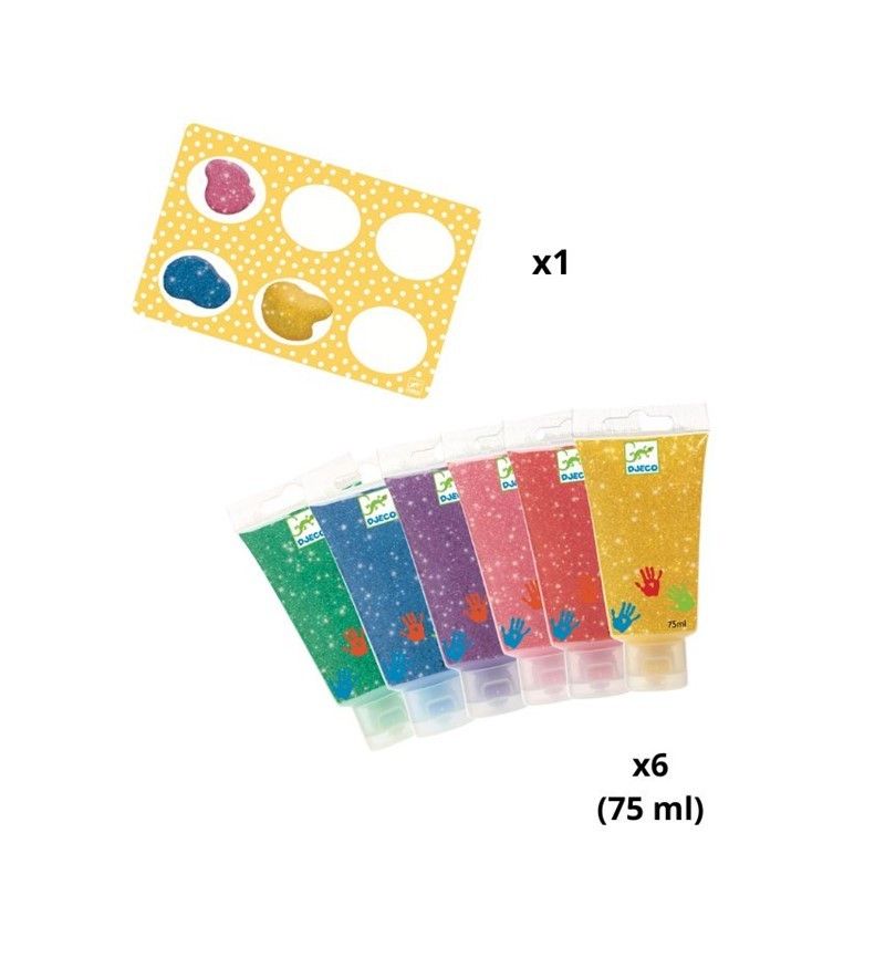 6 Tubos de Pintura de Dedos Purpurina - Djeco - Imagen 2