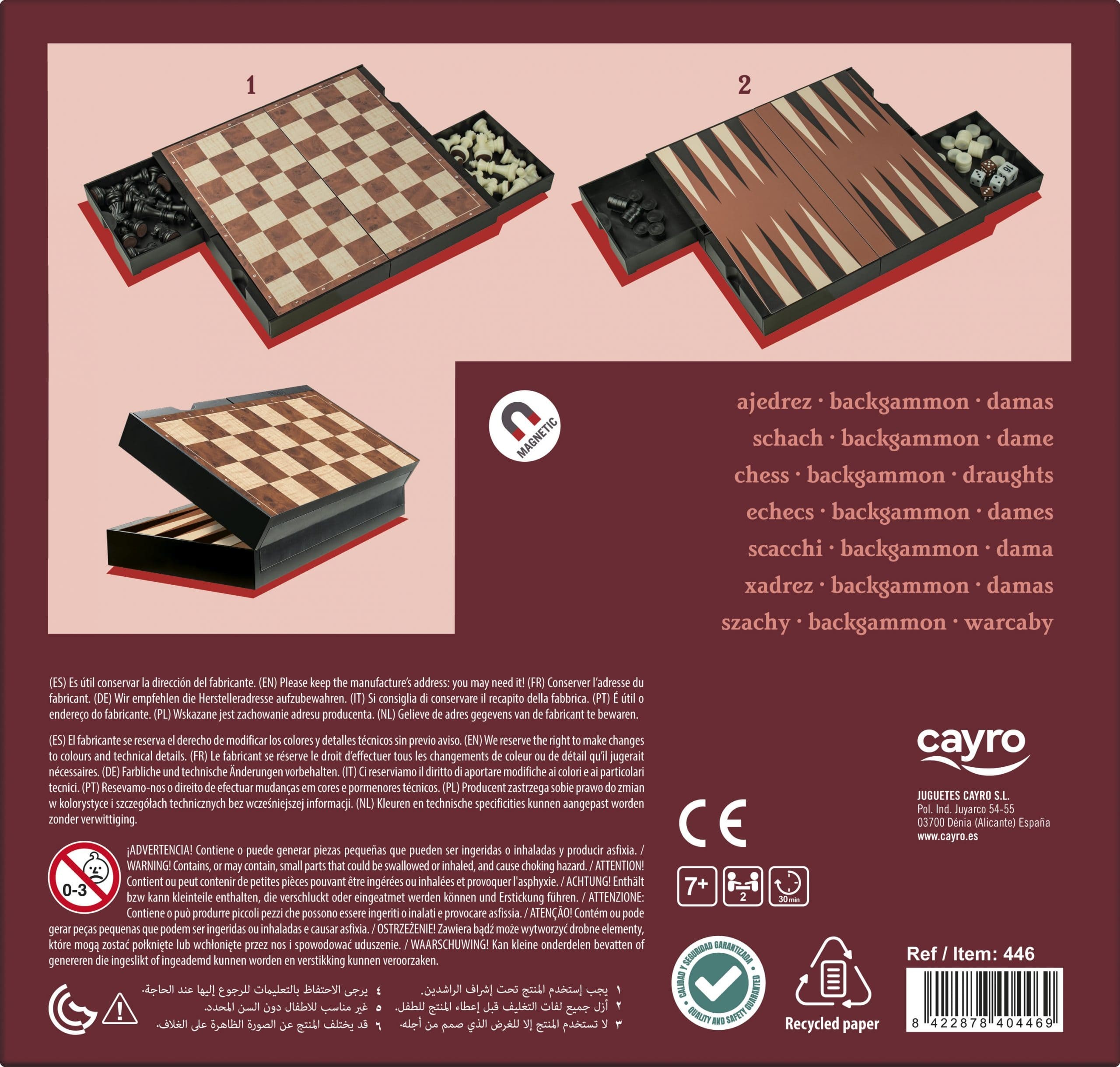 Ajedrez, Damas y Backgammon magnético - Cayro - Imagen 7