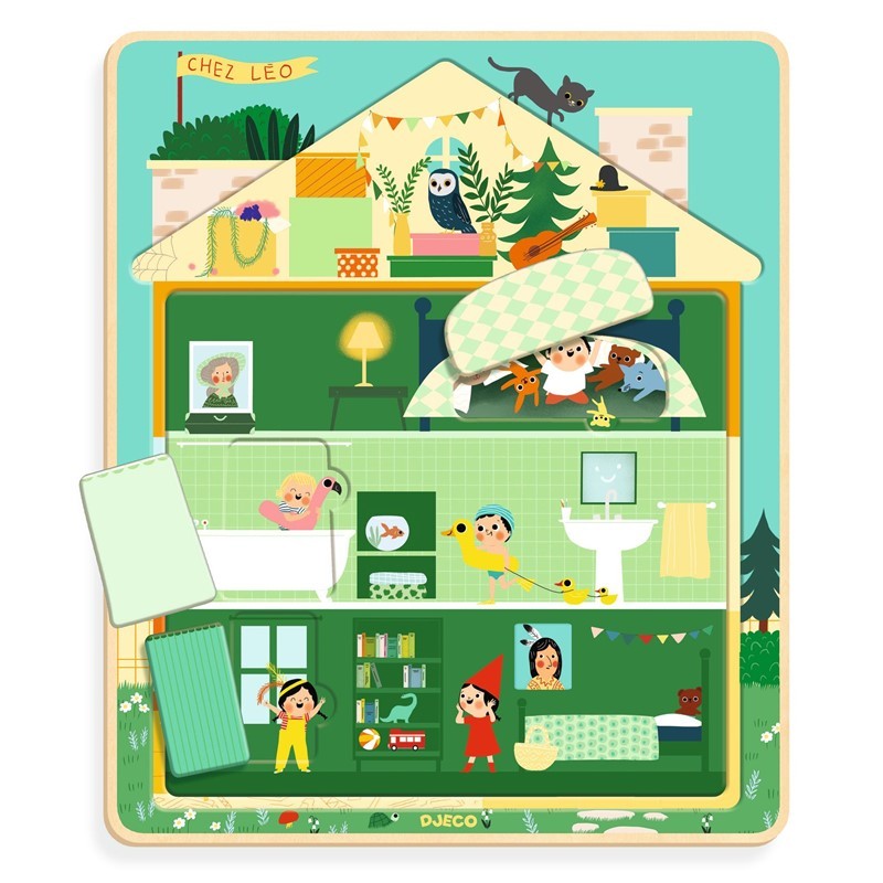 Puzzle 3 Niveles Chez Leo - Djeco - Imagen 2