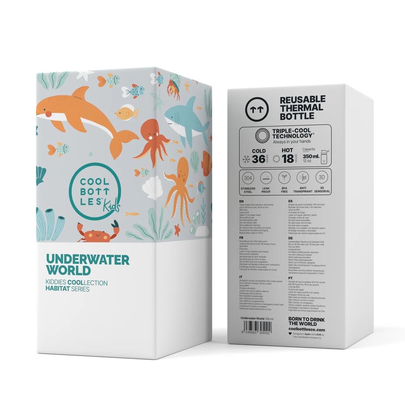 Botella Térmica de Acero Inoxidable Kiddie Underwater World 350ml - Imagen 4
