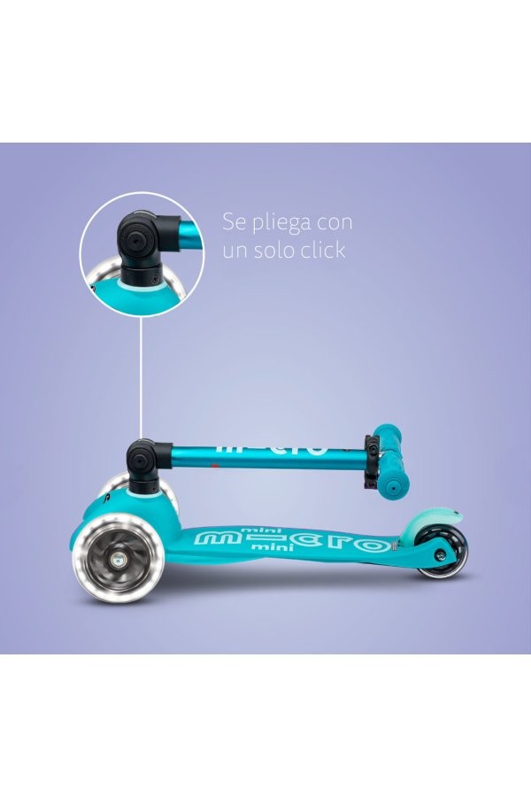 Patinete Micro Mini Deluxe Plegable Aqua LED - Imagen 3